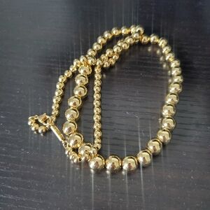 Vintage NAPIER Graduated Gold Beads Necklace Regencycore 1980s Jewellery 24"